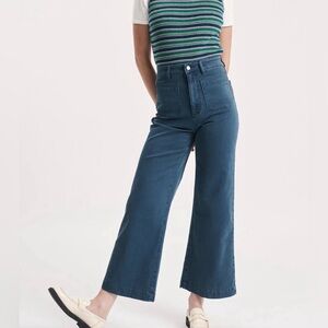 ROLLAS Sailor Jeans High Rise Wide Leg Patch Pockets Petrol Blue Size 27 US 4